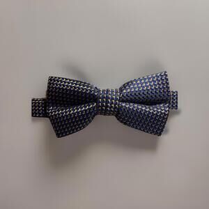 Zara Men's Blue Gold Geometric Woven Polyester Bow Tie Size M 4373/671/401